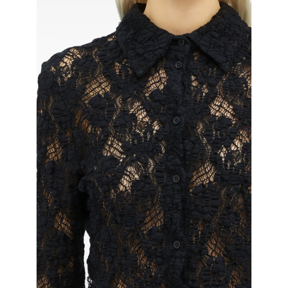 Msgm Bloemen semi-transparante overhemd met puntkraag Black Dames