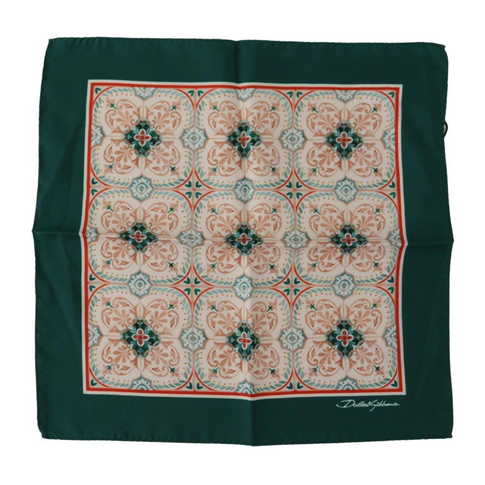 Dolce & Gabbana Groene Zijden Tegelpatroon Sjaal Multicolor Heren