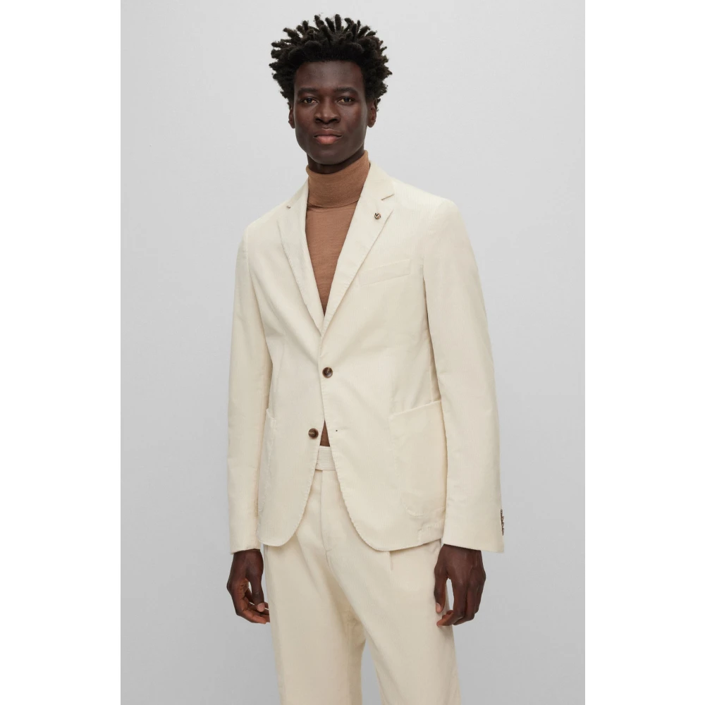 Hugo Boss Slim Fit Boss Jas met Micro Patroon en Merk Logo Speld White Heren