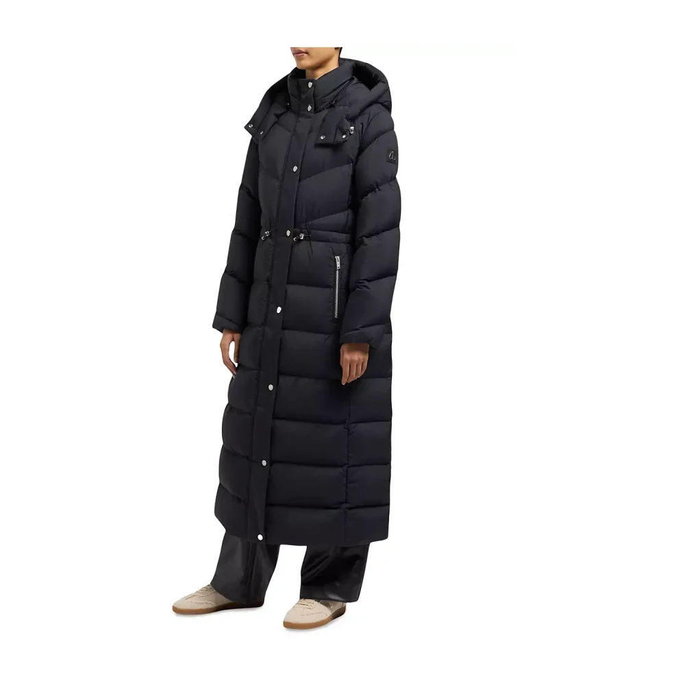 Moose Knuckles Lange Zwarte Pufferjas Vrouwen Black Dames