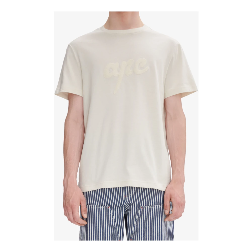 A.p.c. Katoenen T-shirt met korte mouwen en print Beige Heren
