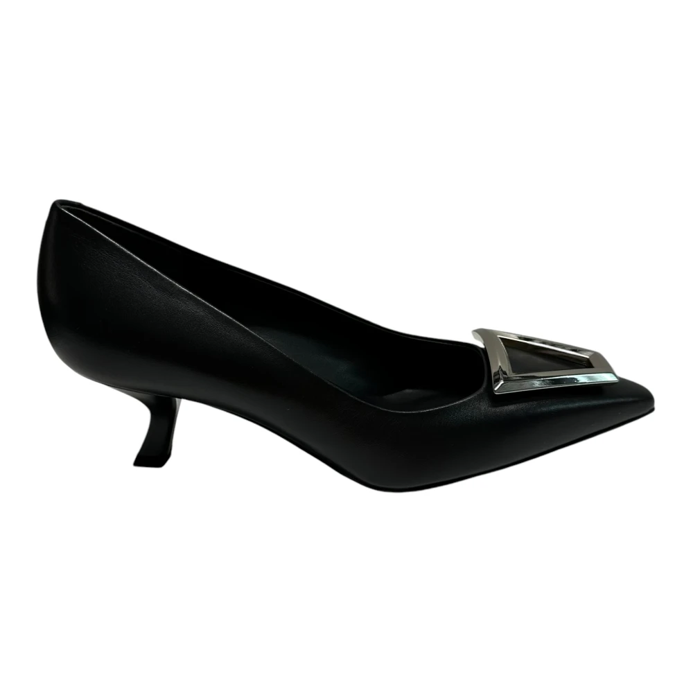 Sergio Levantesi Leren pumps met hoge hak en zilveren accent Black Dames