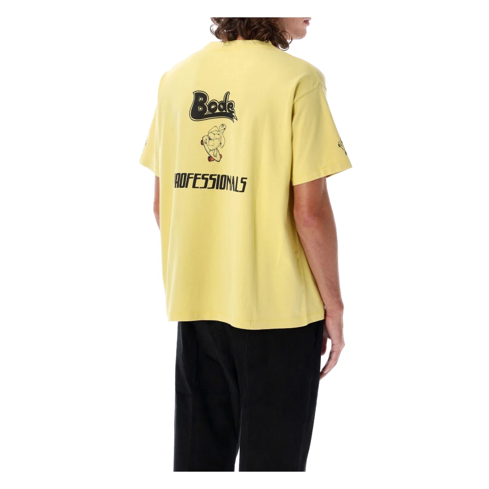 Bode Gele T-shirt met ronde hals en borstzak Yellow Heren