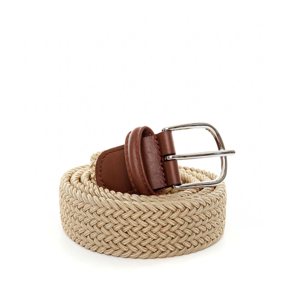Anderson's Elastische Riem met Lederen Details Beige Heren