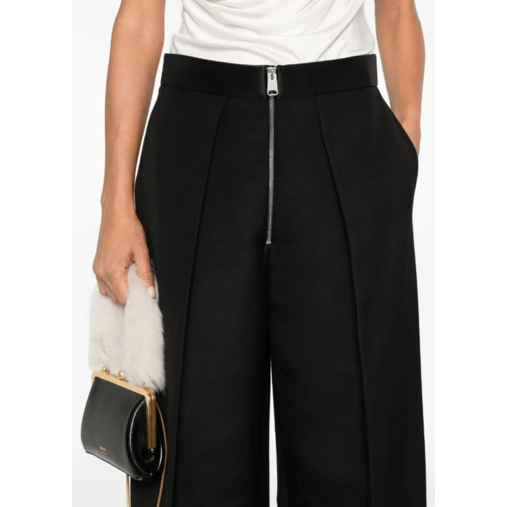 Khaite Zwarte marinebroek met satijnen afwerking Black Dames