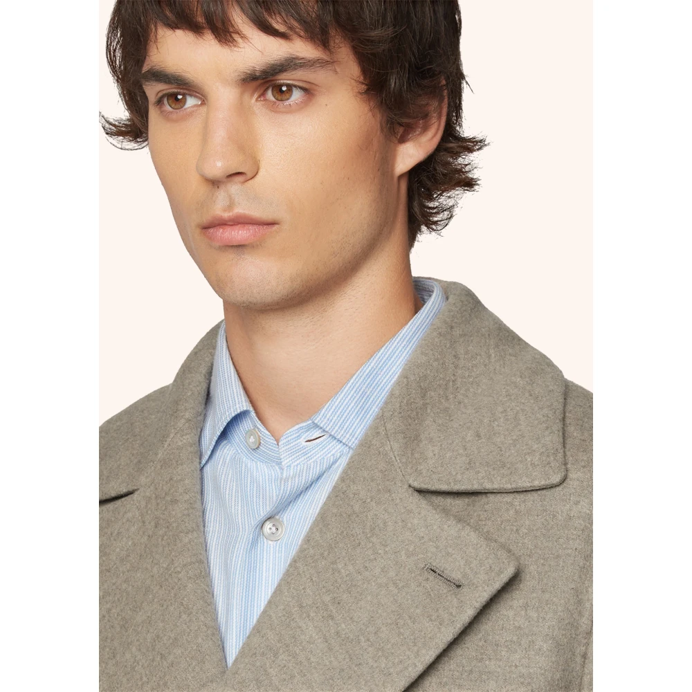 Kiton Cashmere Blend Erwtenjas Beige Heren