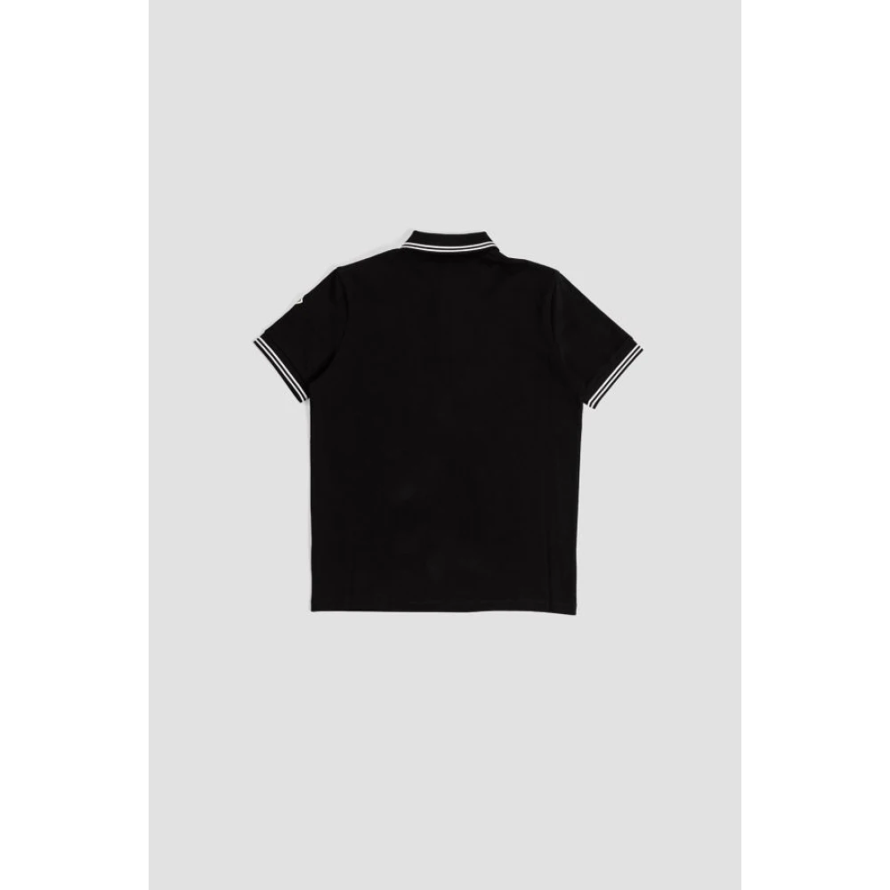 Moncler Zwarte Polo Shirt met Witte Strepen Black Heren