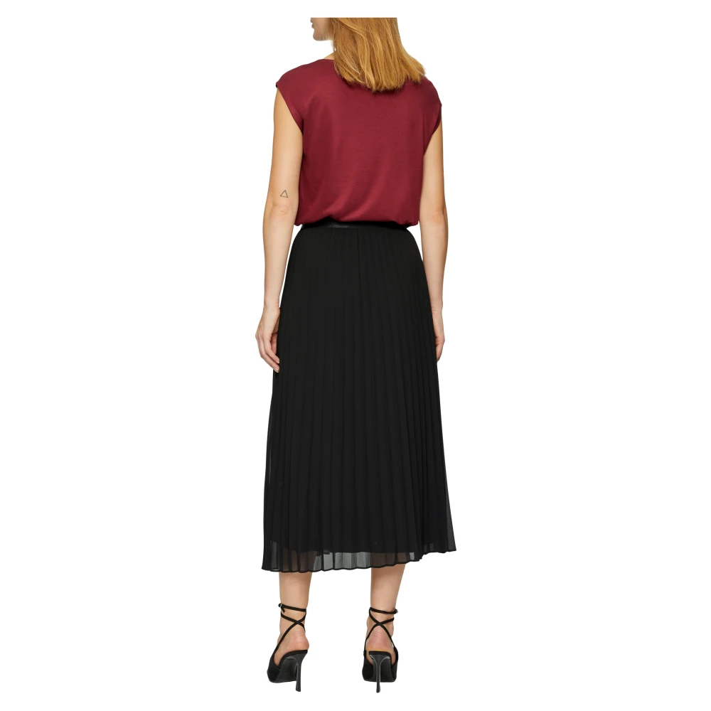 s.Oliver Geplooide Chiffon Rok Black Dames