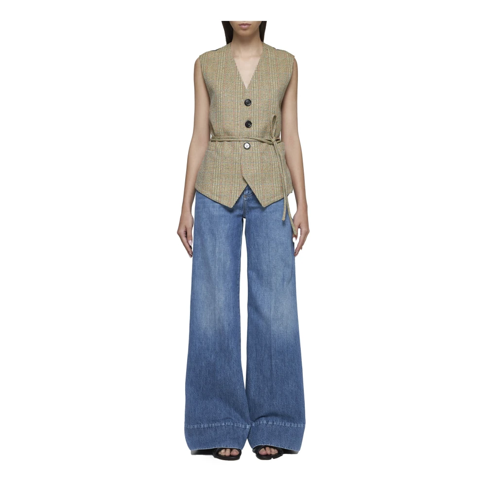 Bottega Veneta Prince of Wales Vest Beige Dames