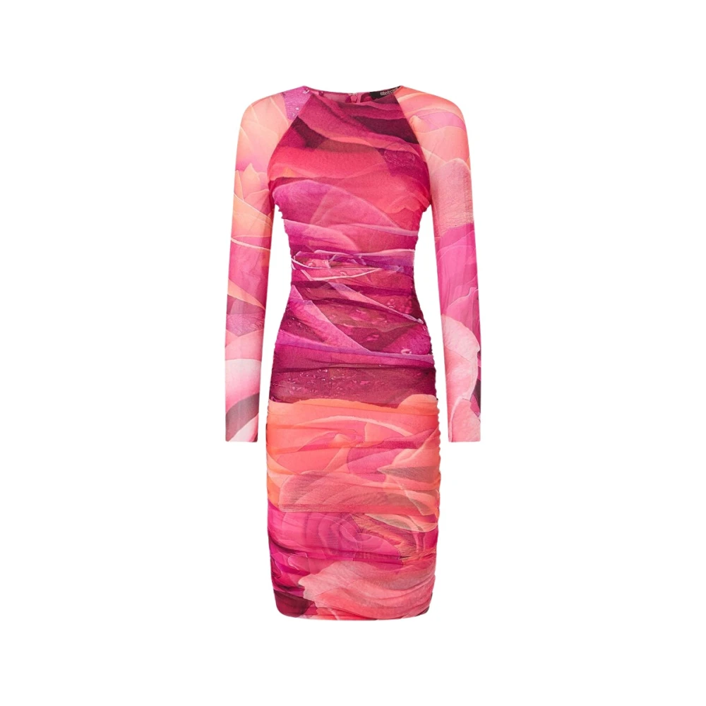 Roberto Cavalli Women's Pink Midi Dresses, Xs, Rose Print Sheath Dress