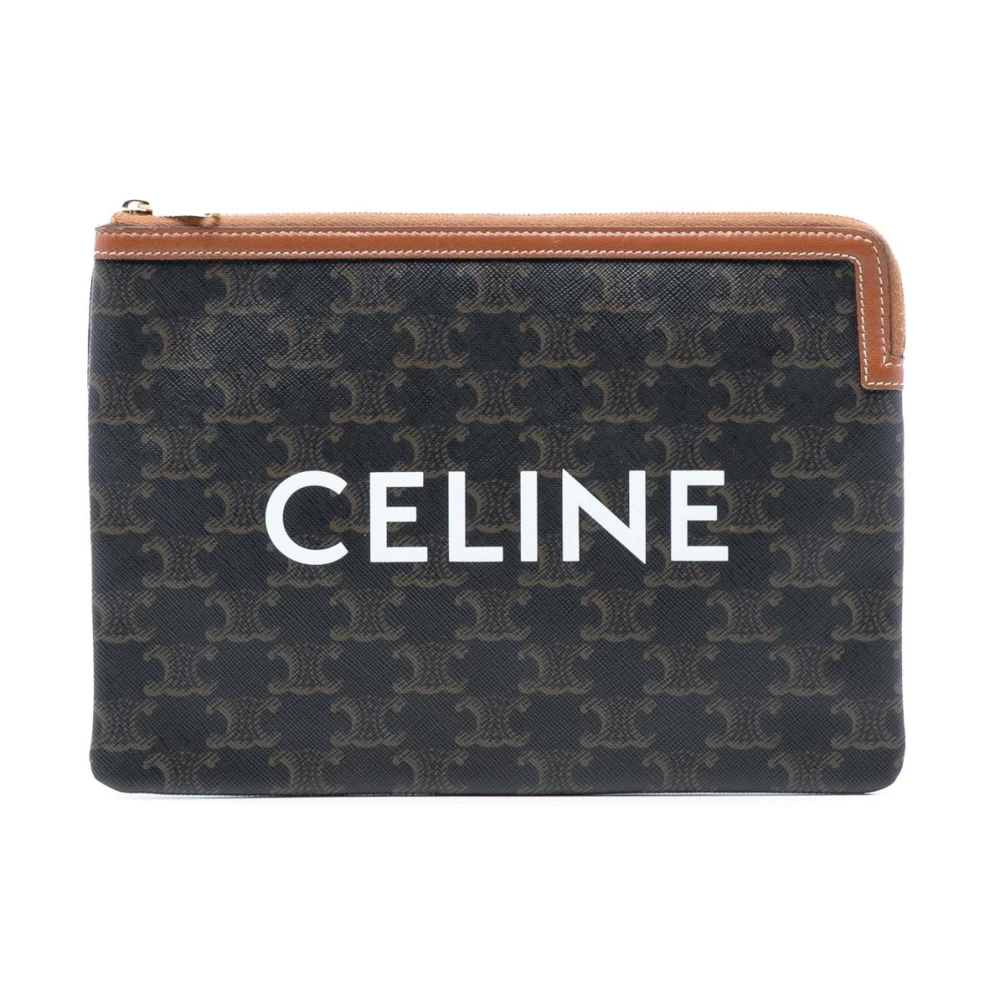 Celine Vintage Women's Brown Vintage Clutches, One Size, Pre-Owned Printed Pouch