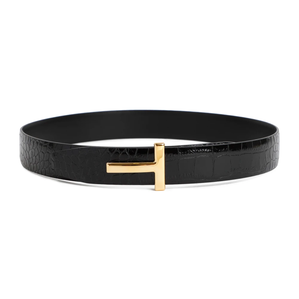 Tom Ford Zwart Krokodilreliëf Leren Riem Black Dames