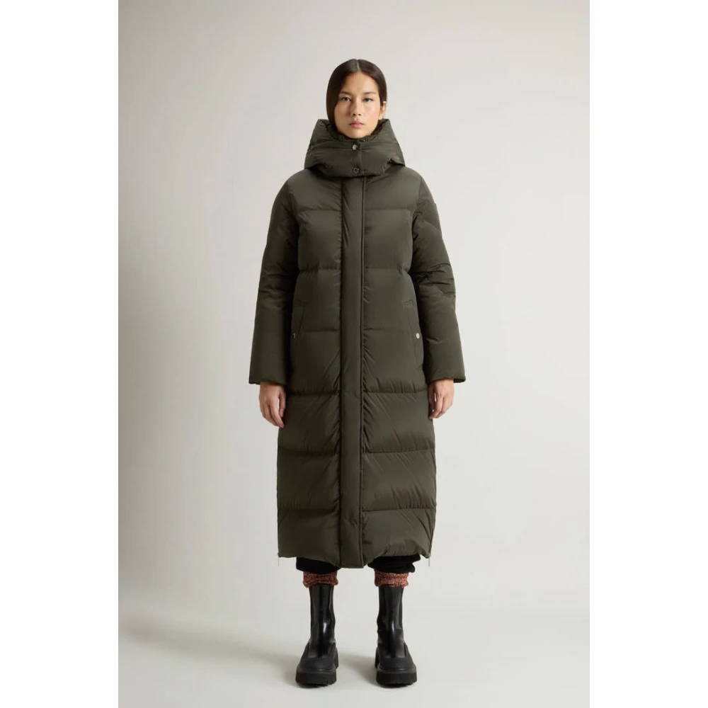 Woolrich Lange Parka in Donkergroen Gray Dames