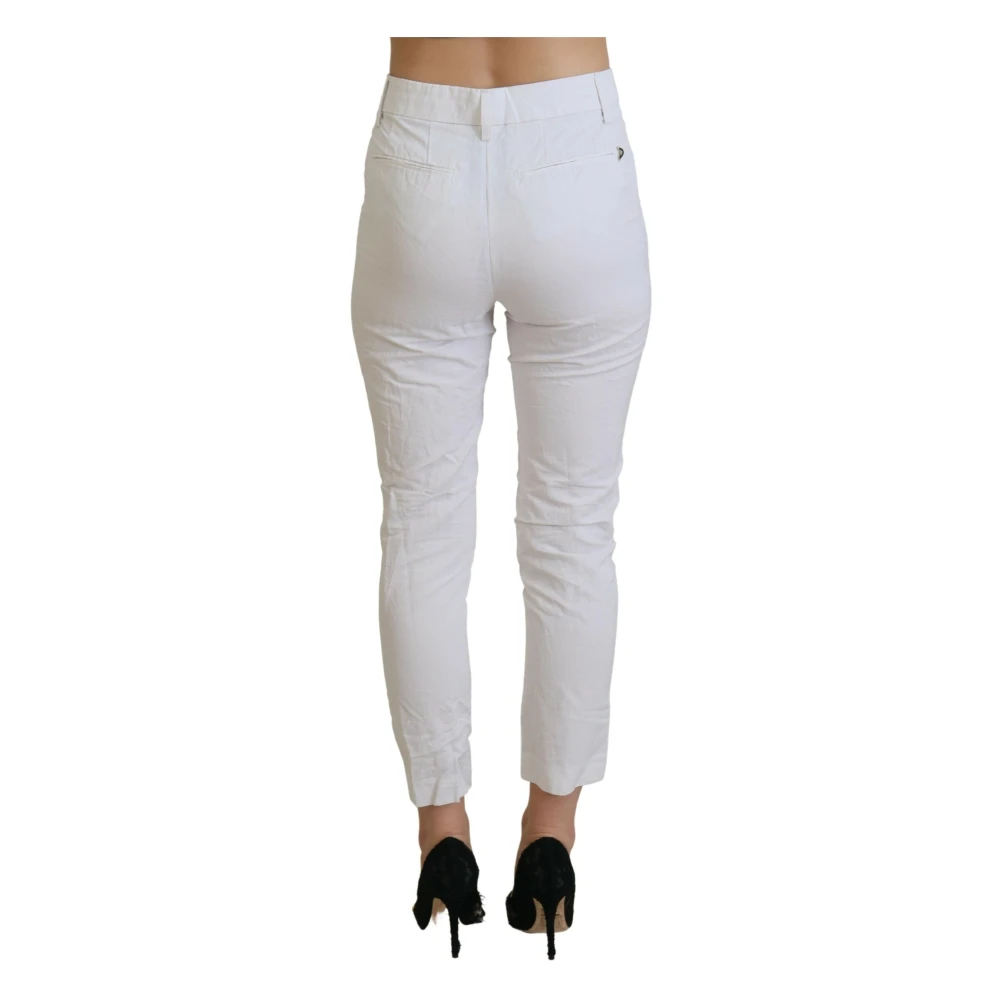 Dondup Witte hoge taille taps toelopende broek White Dames