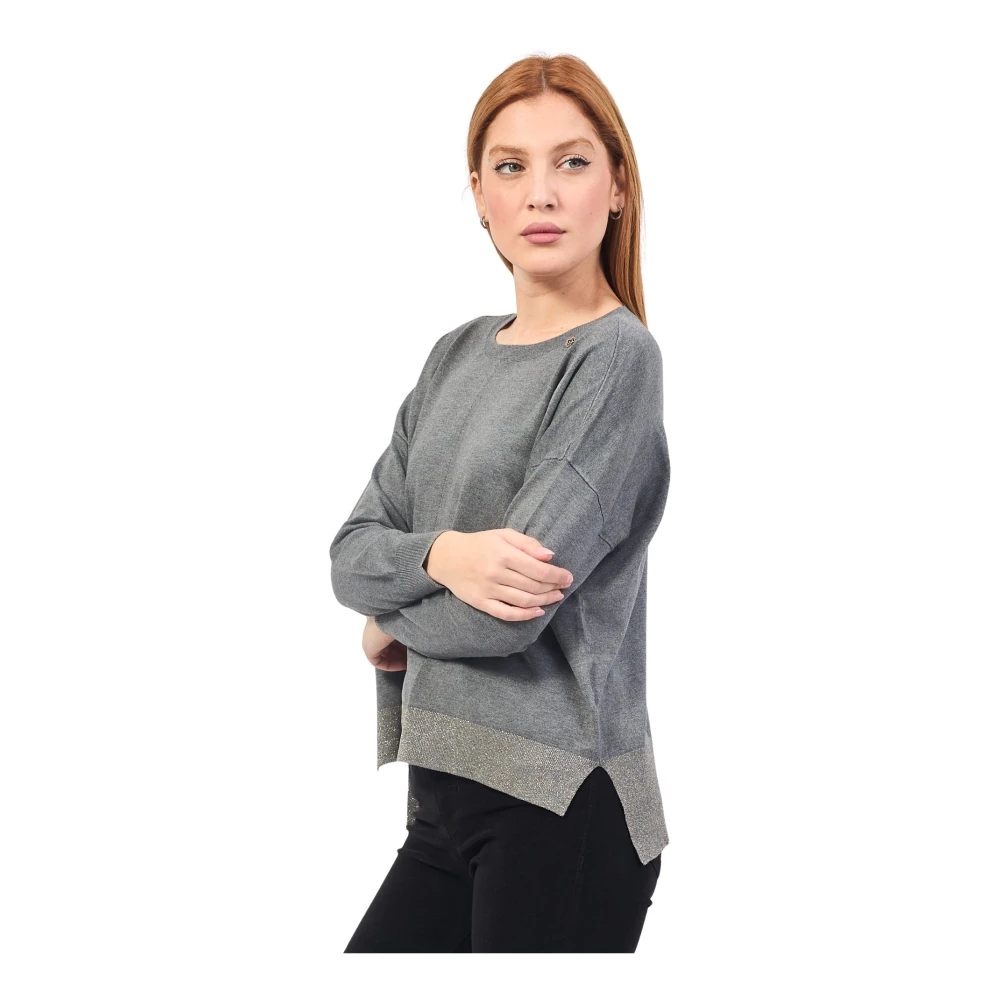 Gaudi Grijze Gebreide Boothals Trui Gray Dames