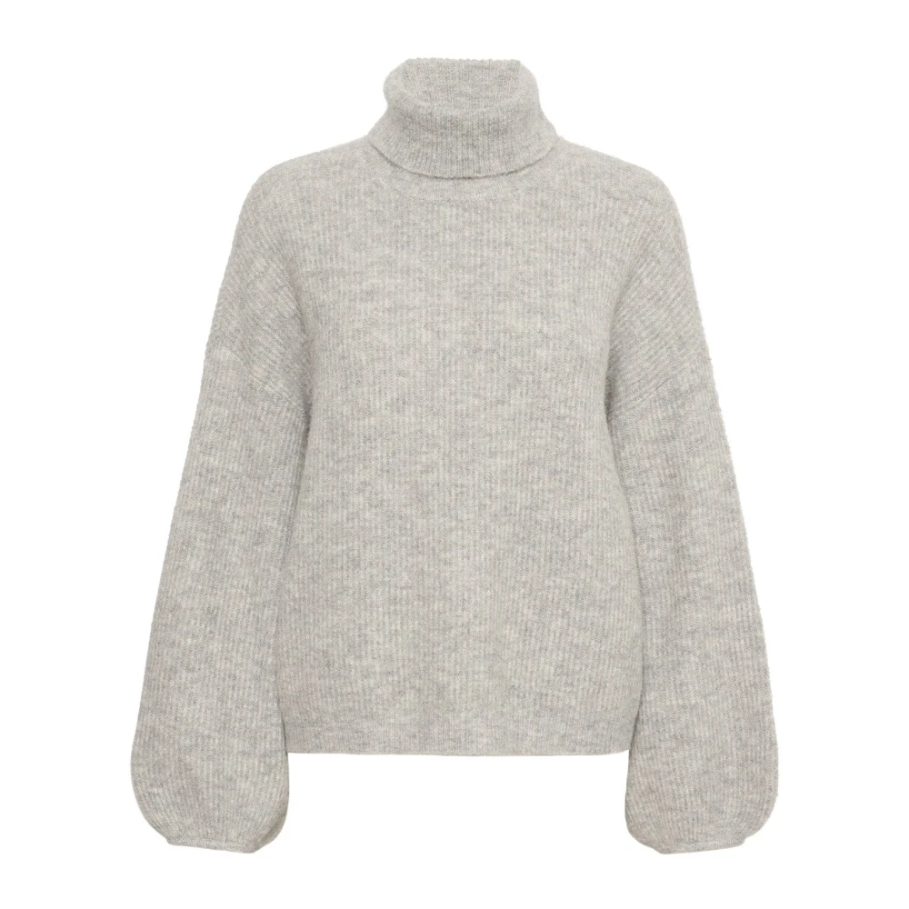 Gestuz Women's Gray Light Grey Melange Rollneck Jumper - Turtlenecks - 2XS - Knitwear