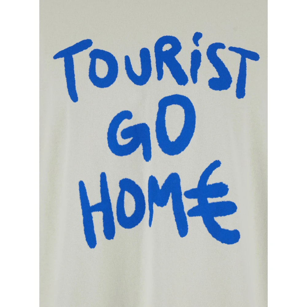 44 Label Group Toerist Wit T-shirt met Voor- en Achterprint White Heren