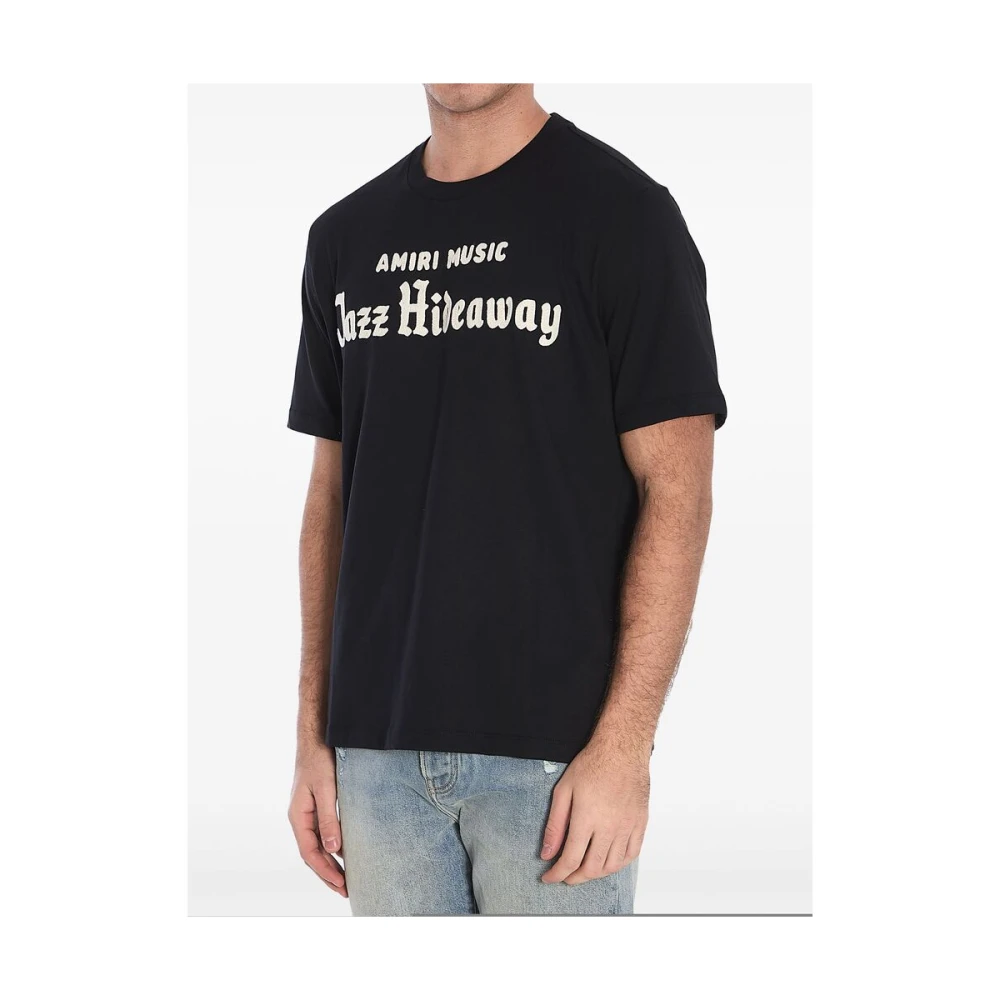 Amiri Zwarte T-shirt met rond hals en logo print Black Heren
