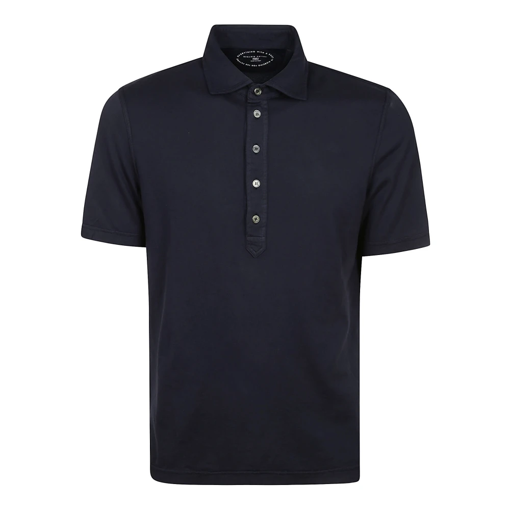Fedeli Blauw Katoenen Poloshirt Korte Mouwen Blue Heren
