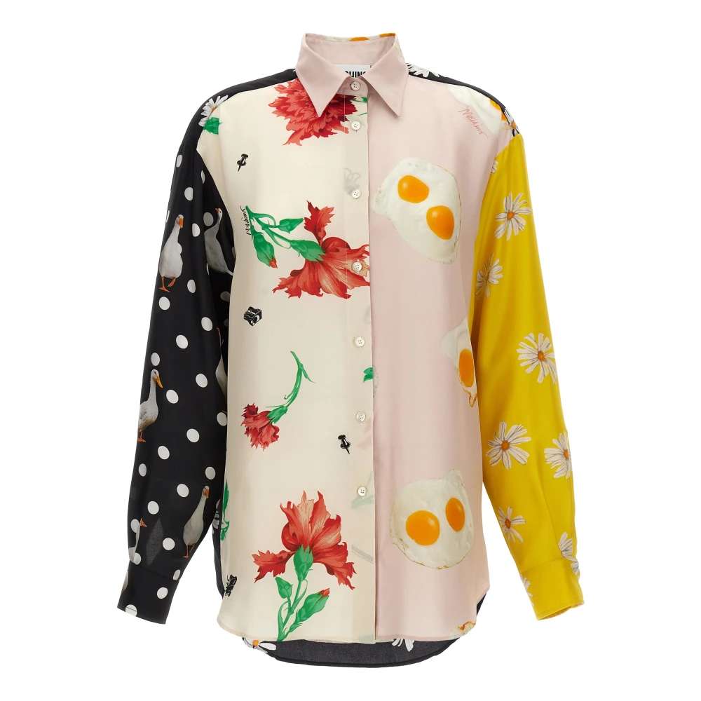 Moschino Women's Multicolor Shirts, S, Patchwork Silk Shirt