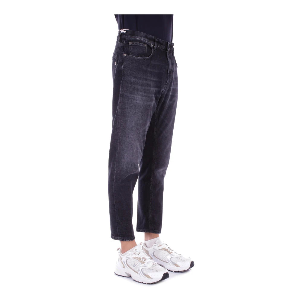Dondup Zwarte Logo Jeans Knopen Rits Zakken Black Heren