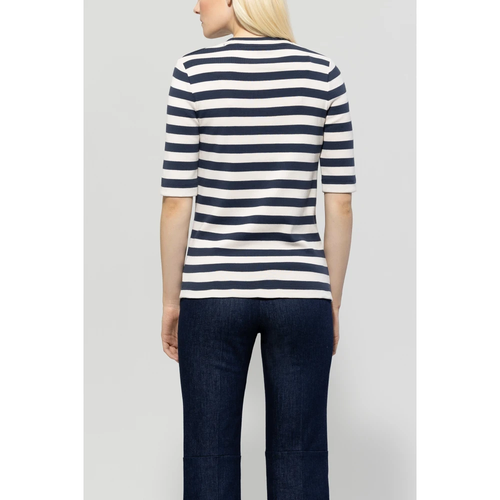 LUISA CERANO Gestreept gebreid T-shirt White Dames