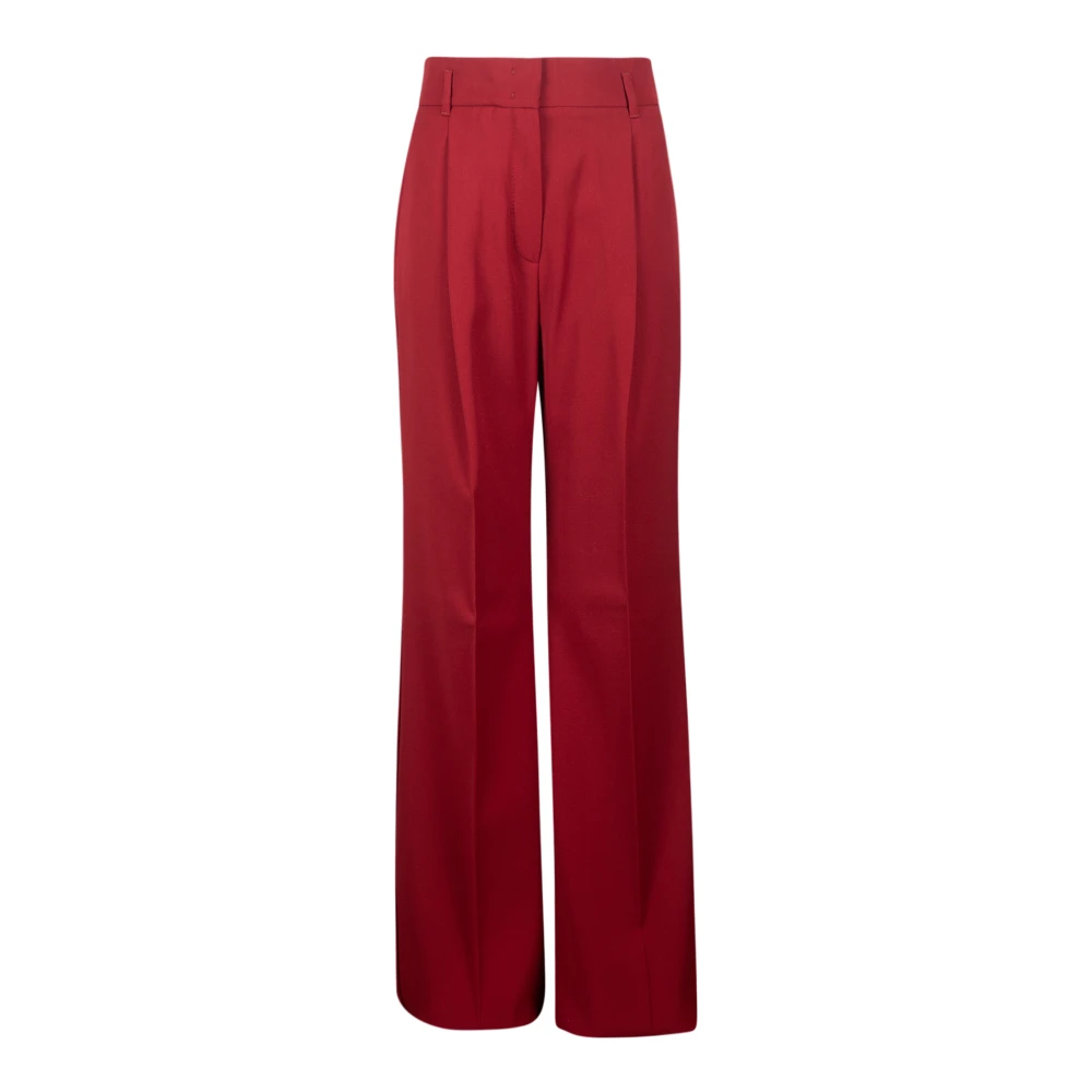 Max Mara Studio Bordeaux Ull Crepe Högmidjade Byxor Red, Dam