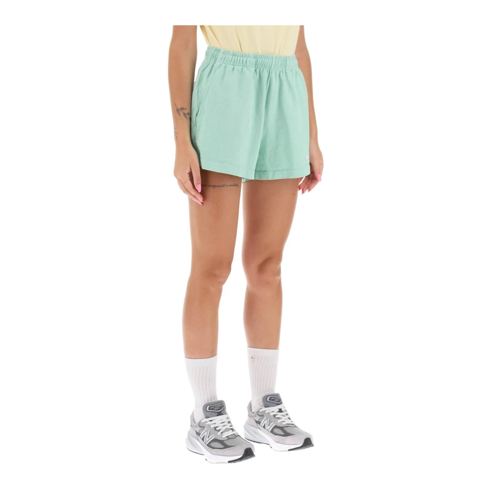 Sporty & Rich Geborduurde Logo Disco Shorts Green Dames