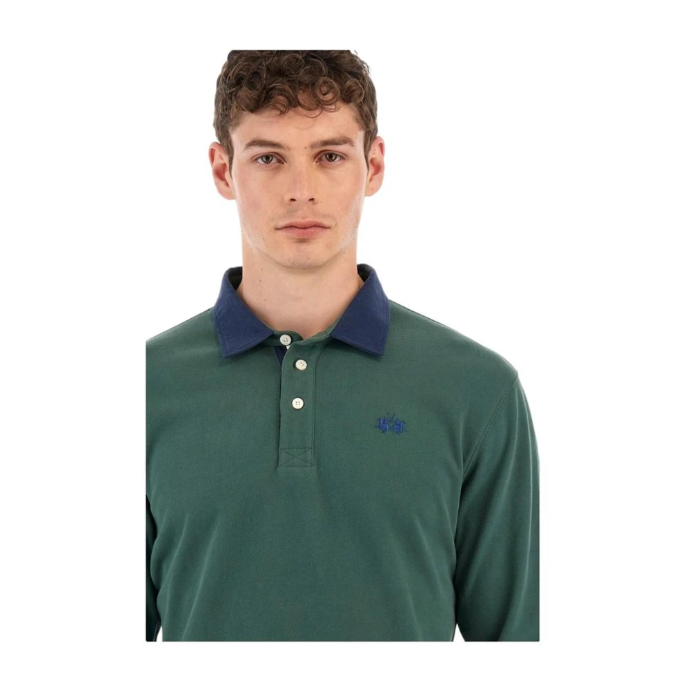 LA MARTINA Groen Polo Shirt met Blauw Logo Green Heren