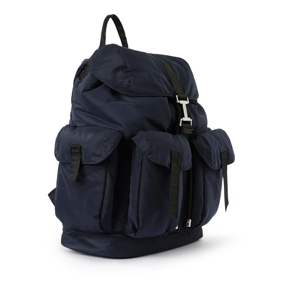 Iceberg Blauwe zachte nylon rugzak met gepersonaliseerde details en logogesp Blue Heren