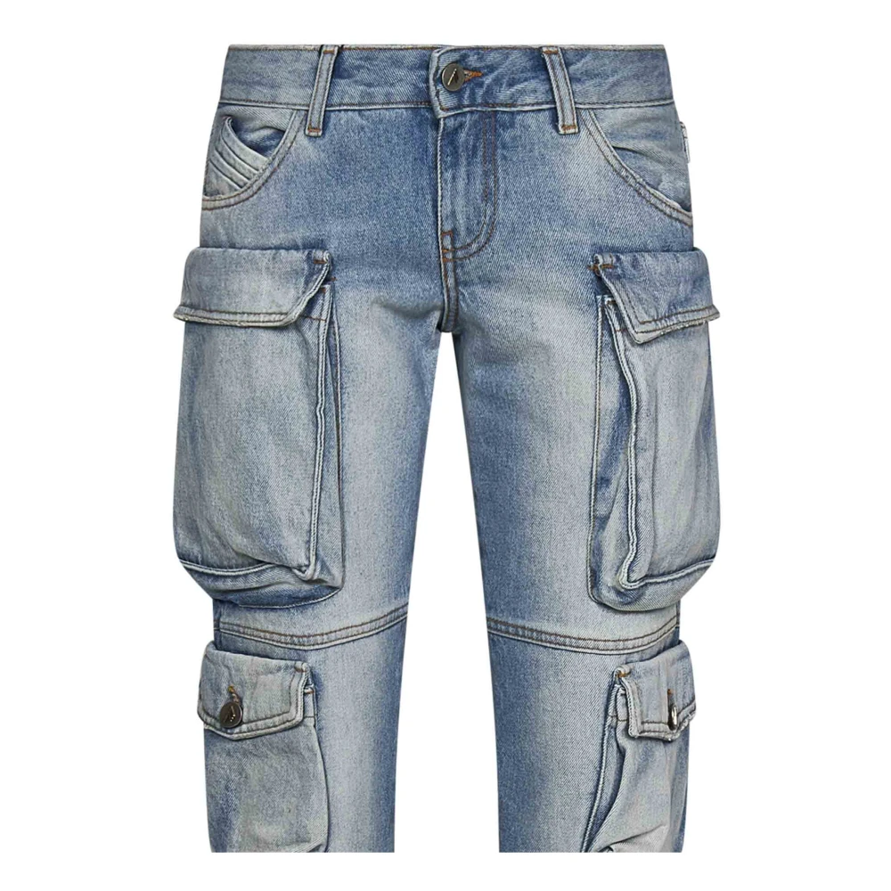 The Attico Blauwe Laaghangende Skinny-Fit Denim Jeans Blue Dames
