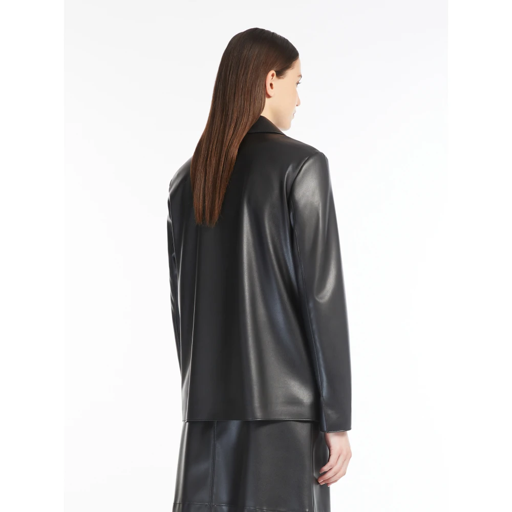 Max Mara Zwarte Jersey Blazer met Revers Black Dames