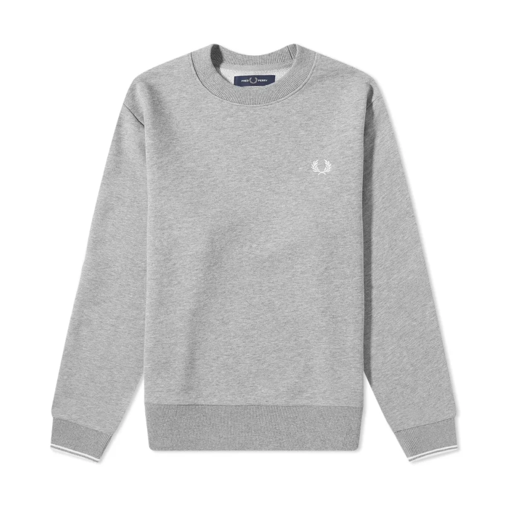 Fred Perry Men's Gray Sweatshirts, L, Round Neck Bouclé Sweatshirt