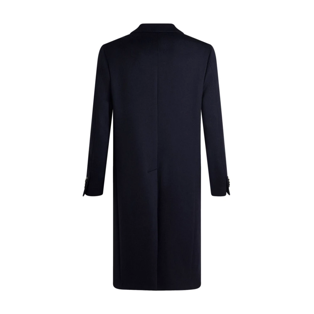 ETRO Navy Blauwe Kasjmier Jas Blue Heren