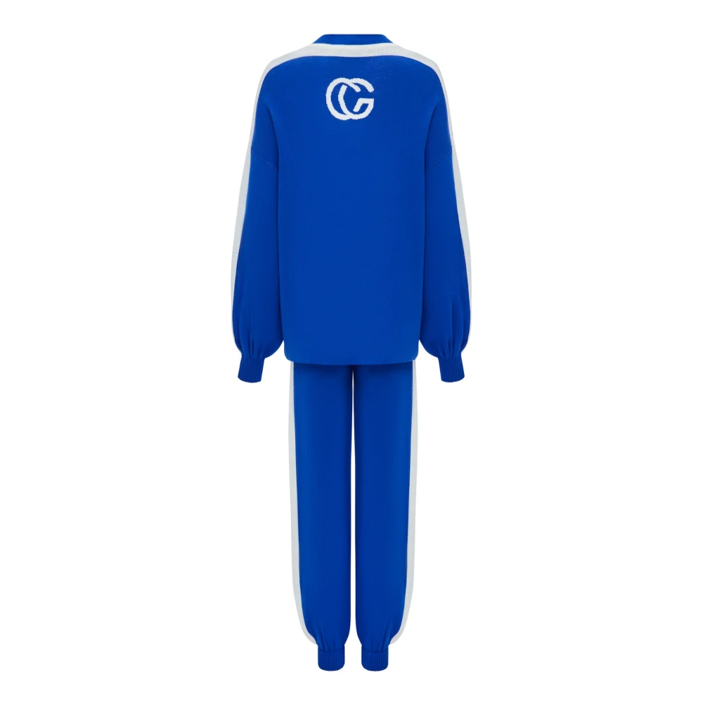 Cesare Gaspari CG Gebreide Jogger set Blauw Blue Dames