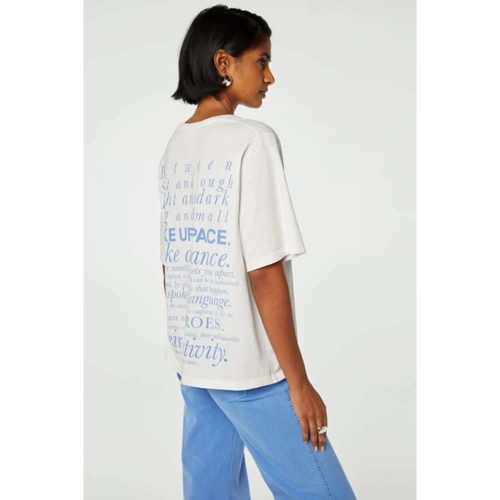 Fabienne Chapot Fay Poem Blue T-shirt White Dames