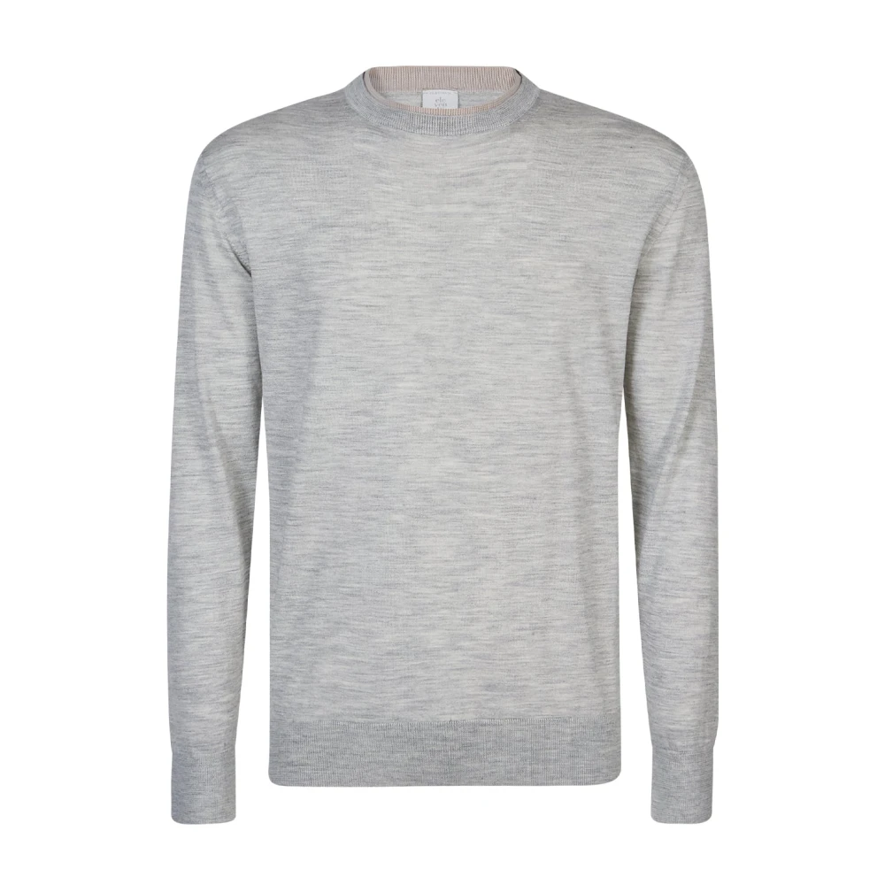 Eleventy Men's Gray Round-Neck Knitwear, 2XL, Long-Sleeve Crewneck Jumper