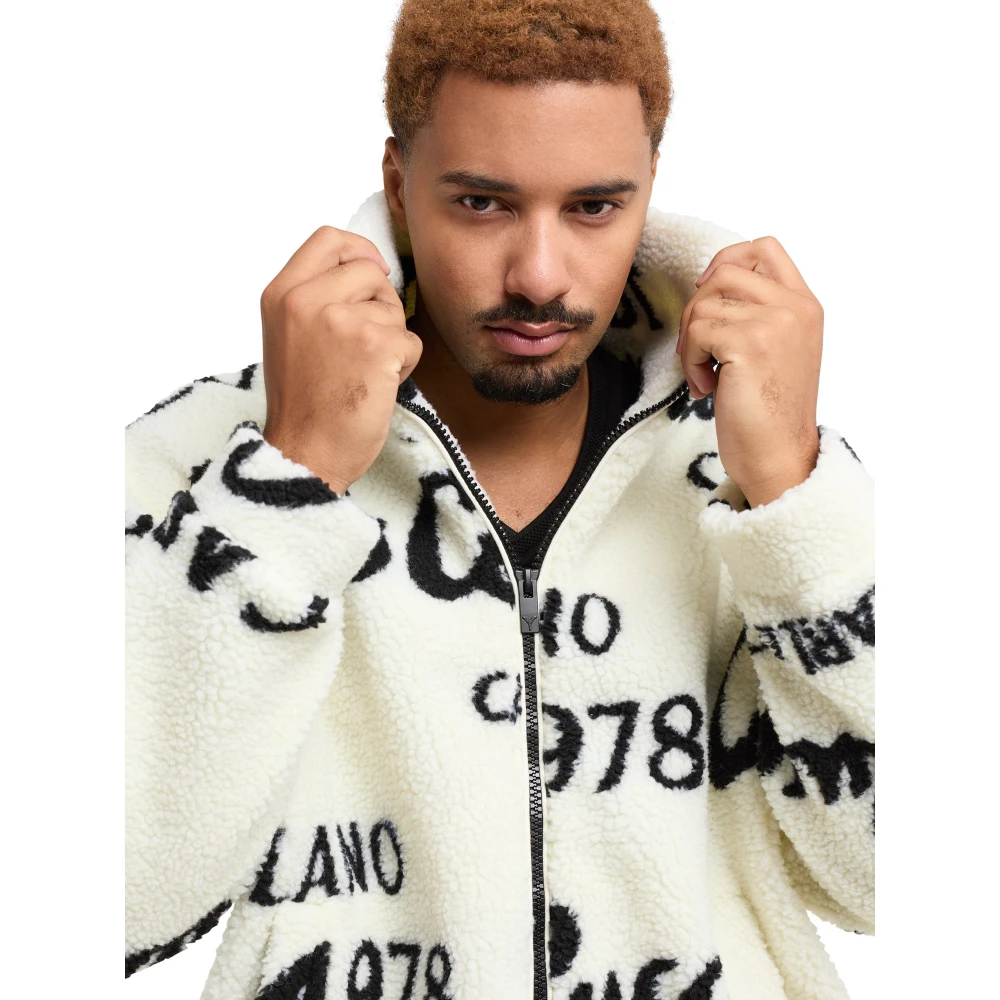 carlo colucci Teddy Fleece Jack met Merkdetails Beige Heren