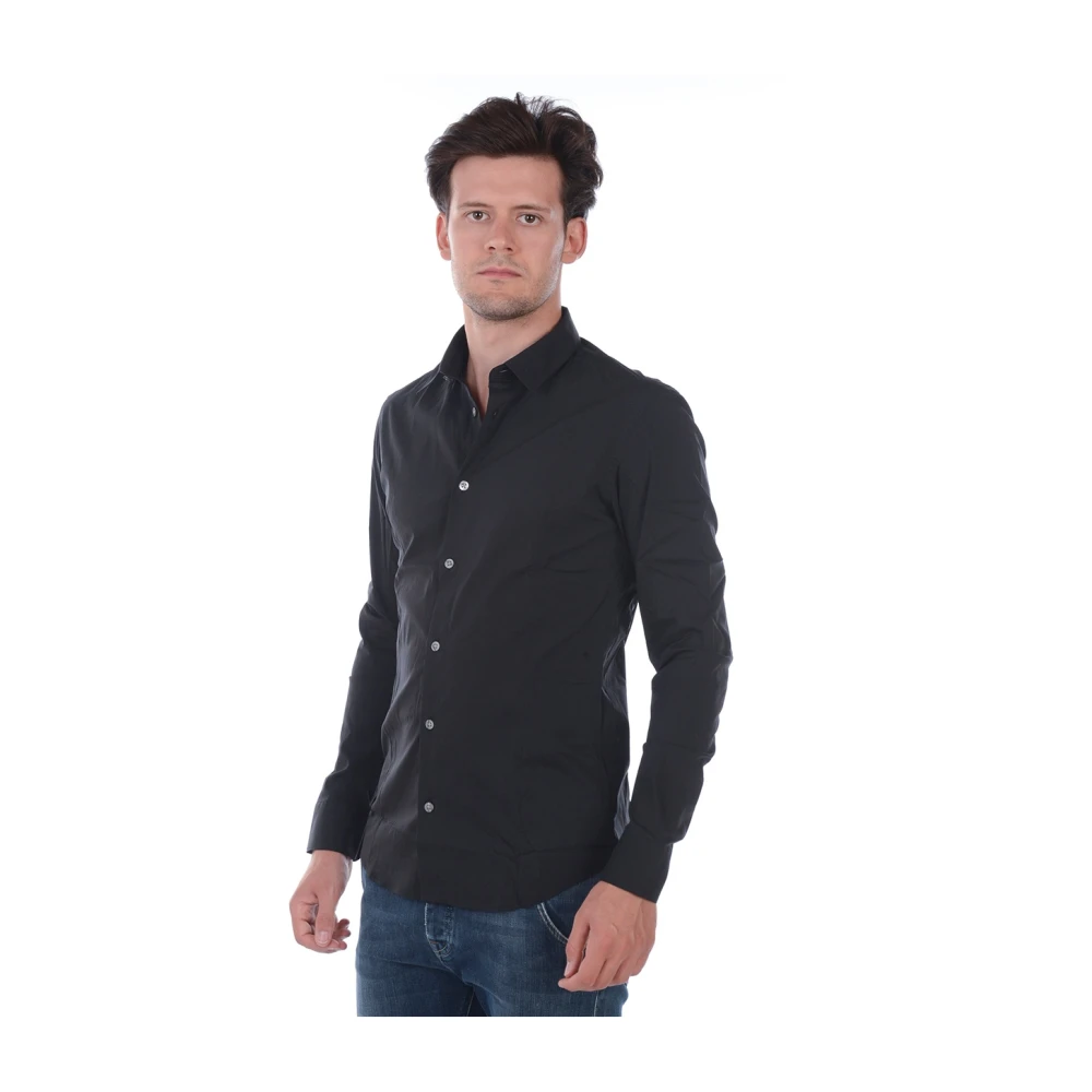 Daniele Alessandrini Slim Fit Basic Overhemd Black Heren