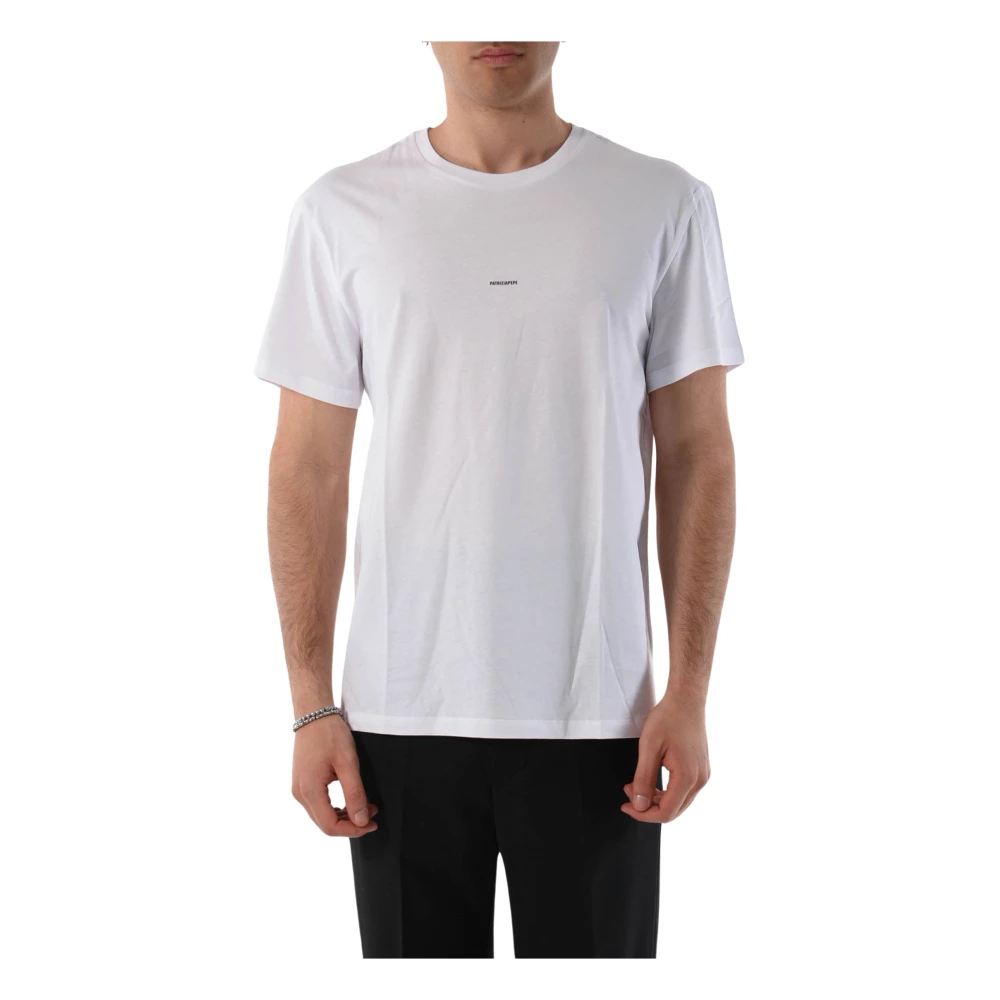 PATRIZIA PEPE Katoenen T-shirt met Frontprint White Heren