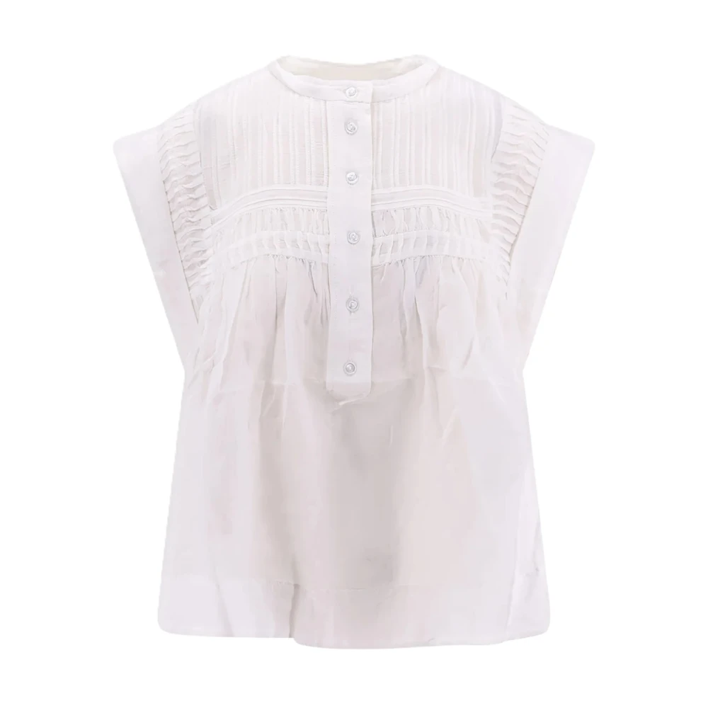 Isabel Marant Étoile Witte Blouse met Mandarin Kraag en Wijd Uitlopende Onderkant White Dames