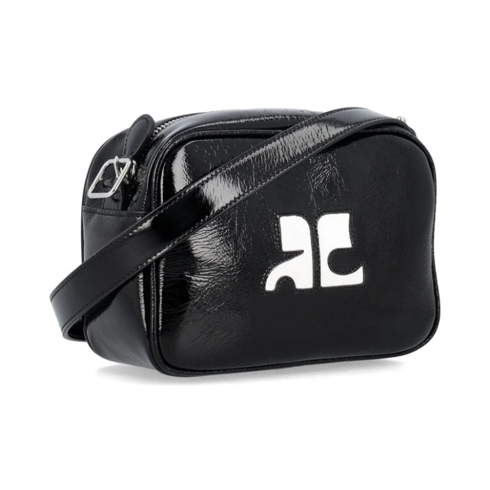 Courrèges Zwarte Patentleren Crossbody Tas Black Dames