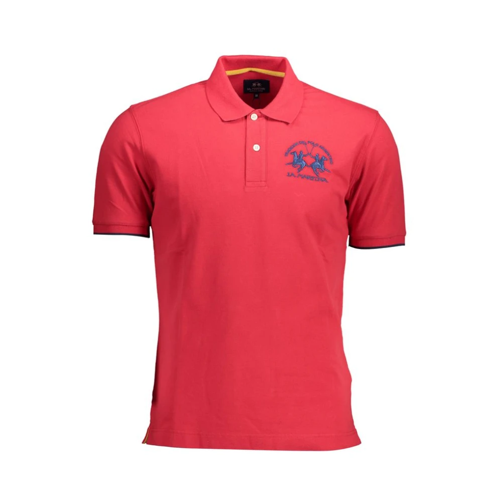 La Martina Men's Red Polo Shirts,, Elegant Pink Polo Shirt For 2XL