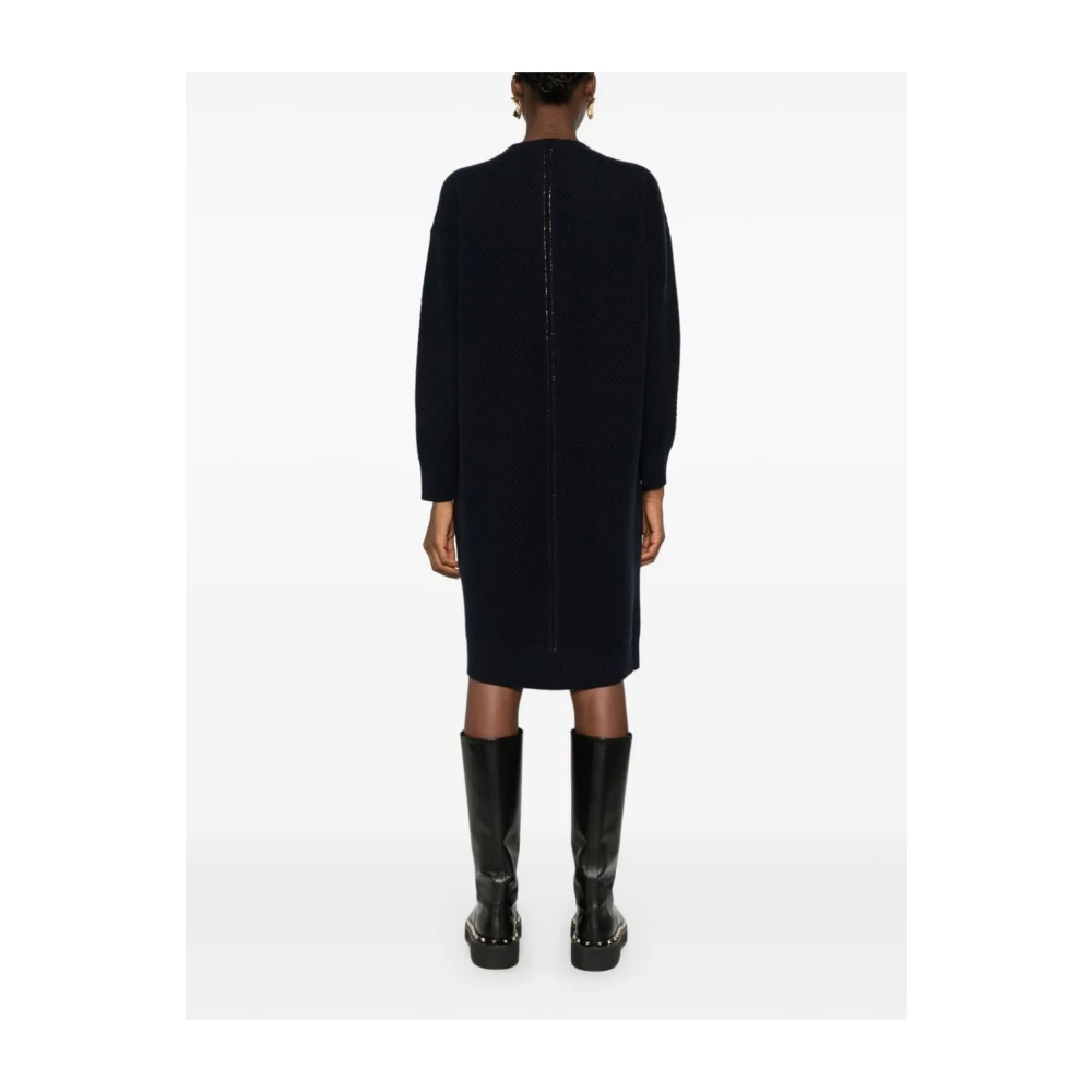 Fabiana Filippi Blauwe Jurk met Kantdetail Blue Dames