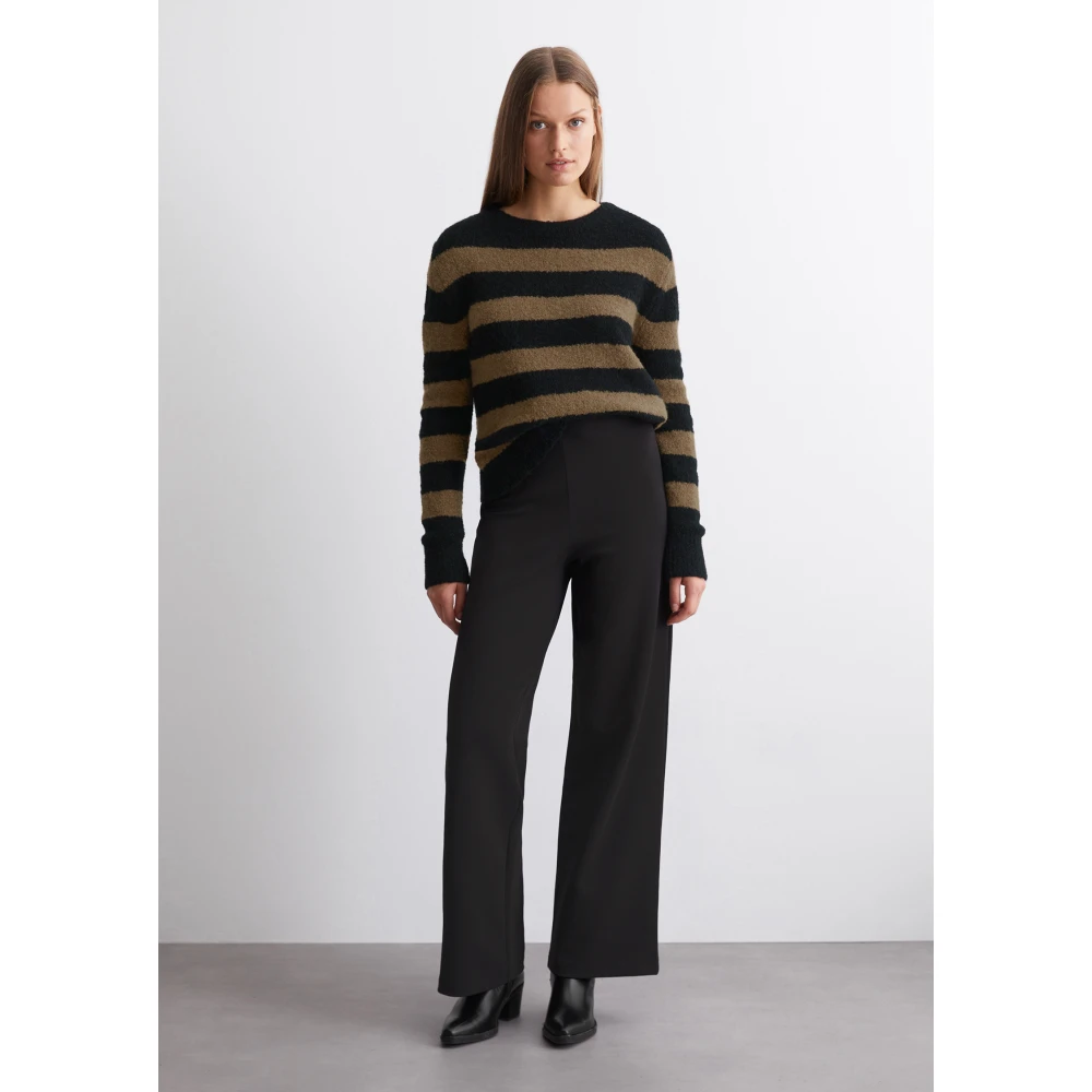 Marc O'Polo Gestreepte bouclé trui Black Dames