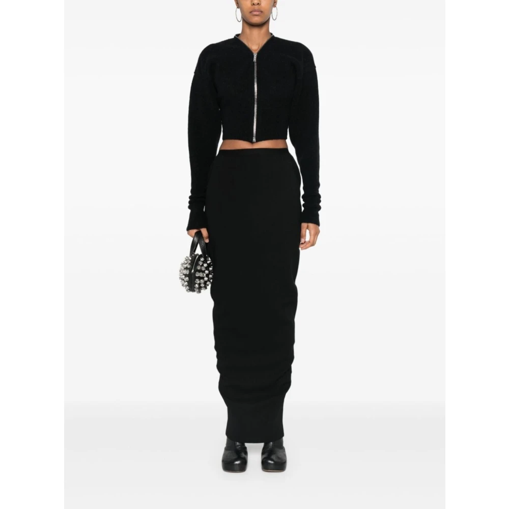 Rick Owens Zwarte wollen crêpe rok met elastische taille Black Dames