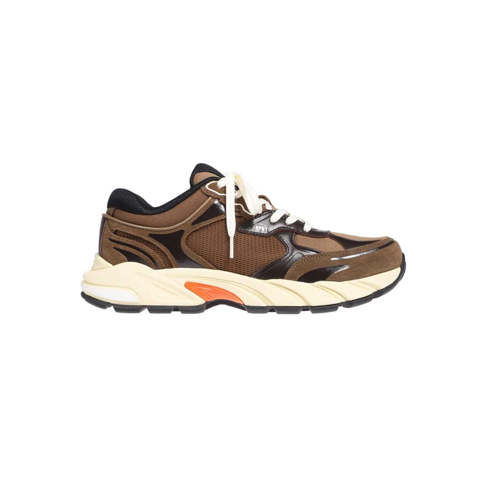 Heron Preston Suède Low-Top Sneakers met Mesh Inzetstukken Heren Schoenen Bruin