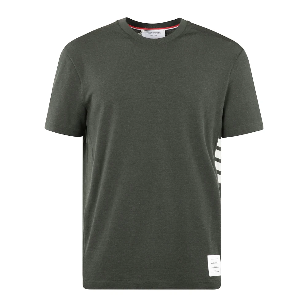 Thom Browne Ull Jersey Kortärmad T-shirt med 4 Bar Green, Herr