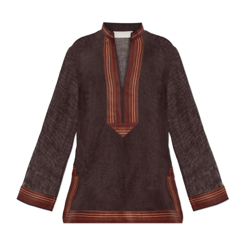 Tory Burch Women's Brown Linen Top