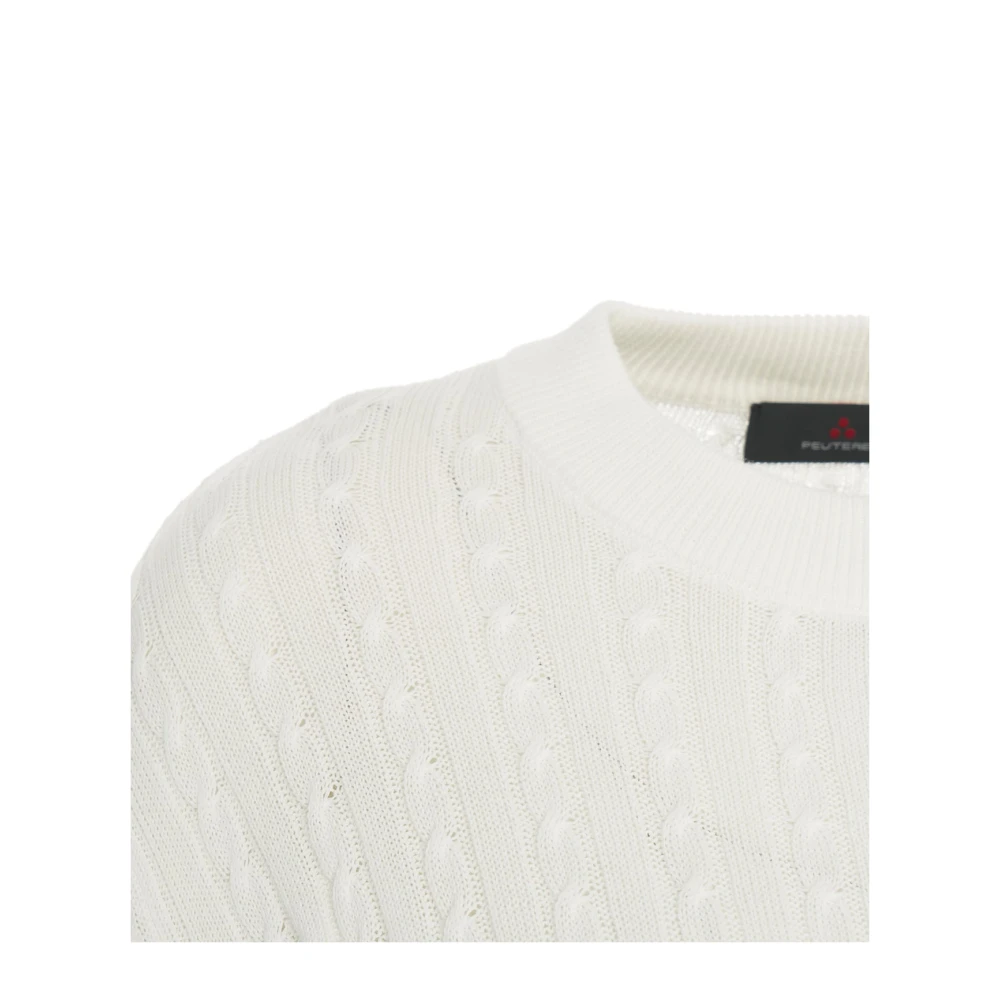 Peuterey Witte Cable Knit Pullover White Dames
